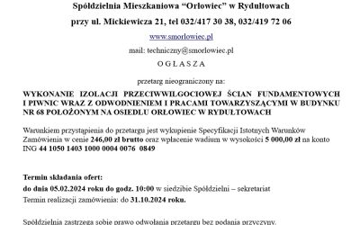 Przetarg na wykonanie izolacji przeciwwilgociowej