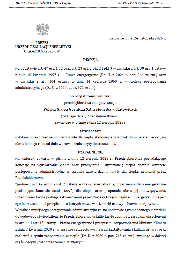Informacja w sprawie nowych stawek opłat za centralne ogrzewanie i podgrzanie wody użytkowej od dnia 01.03.2026r