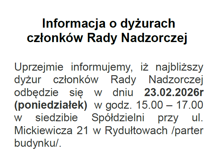 Dyżury Rady Nadzorczej